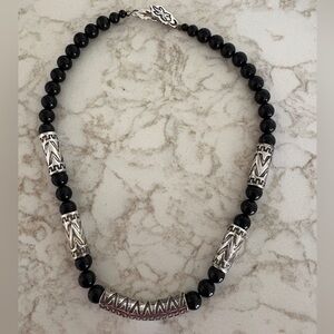 Silver and Onyx Bead Necklace